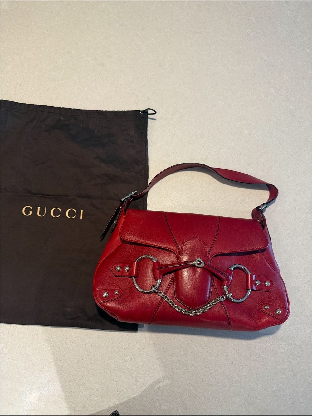 Gucci Horse Bit Leather Shoulder bag. - Picture 2 of 7
